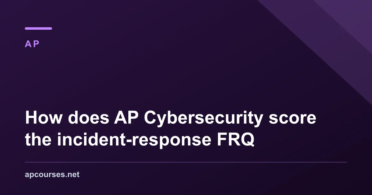 How does AP Cybersecurity score the incident-response FRQ