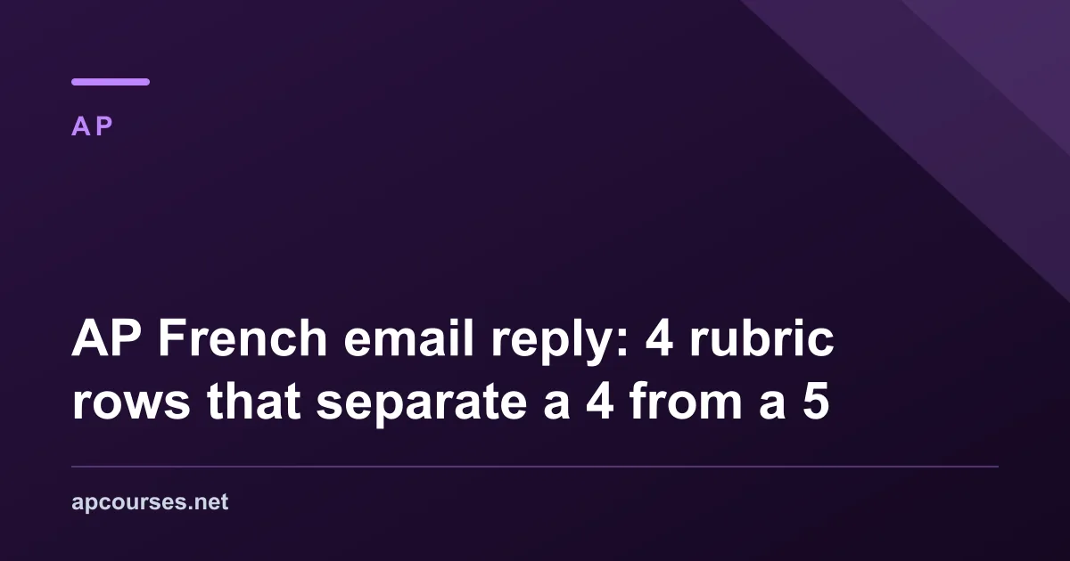AP French email reply: 4 rubric rows that separate a 4 from a 5