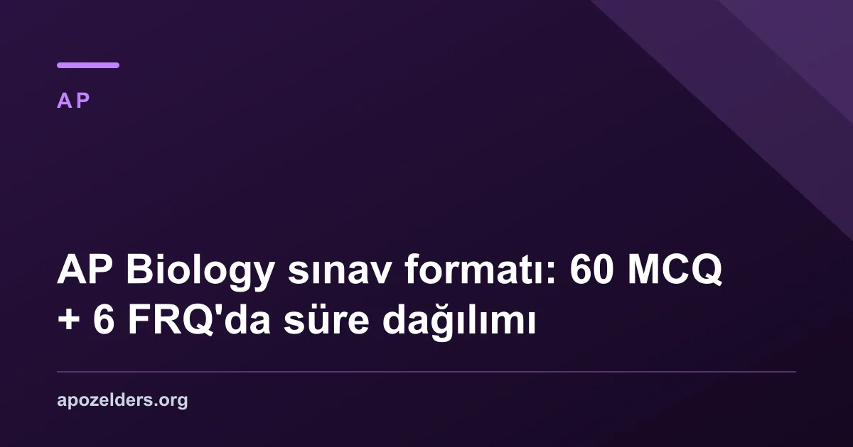 AP Biology sınav formatı: 60 MCQ + 6 FRQ'da süre dağılımı