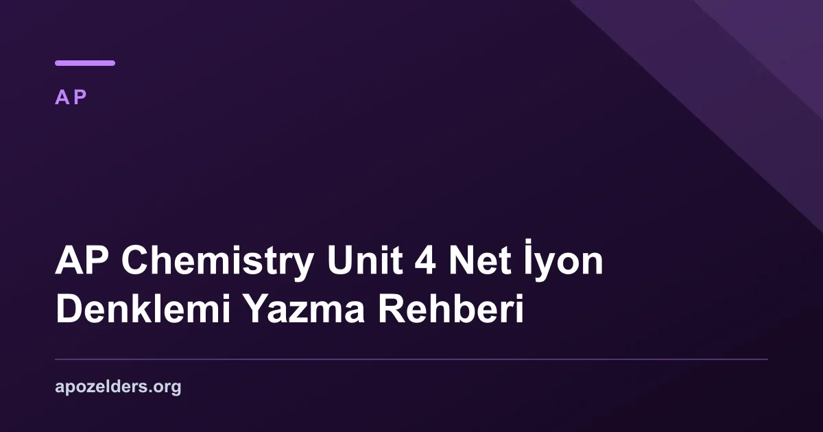 AP Chemistry Unit 4 Net İyon Denklemi Yazma Rehberi