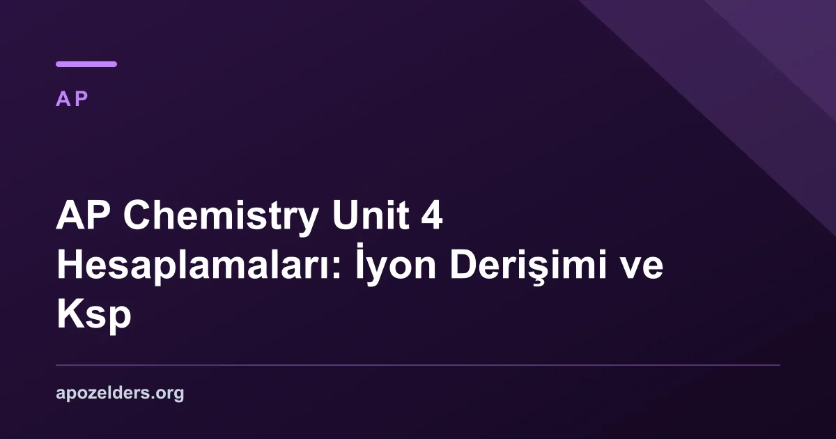 AP Chemistry Unit 4 Hesaplamaları: İyon Derişimi ve Ksp