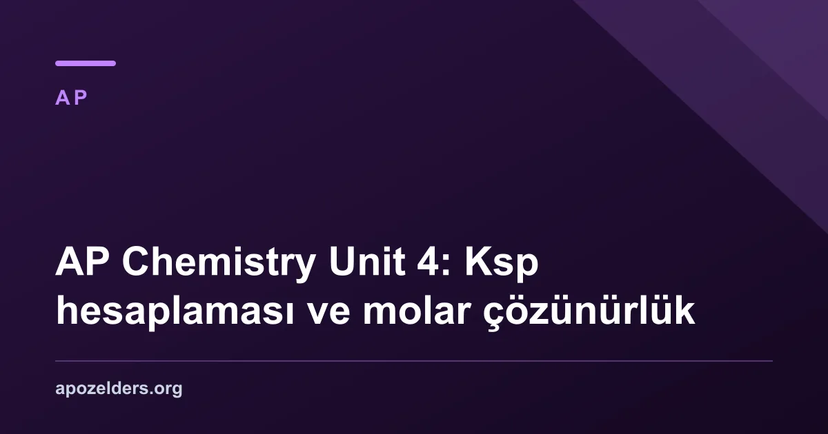 AP Chemistry Unit 4: Ksp hesaplaması ve molar çözünürlük