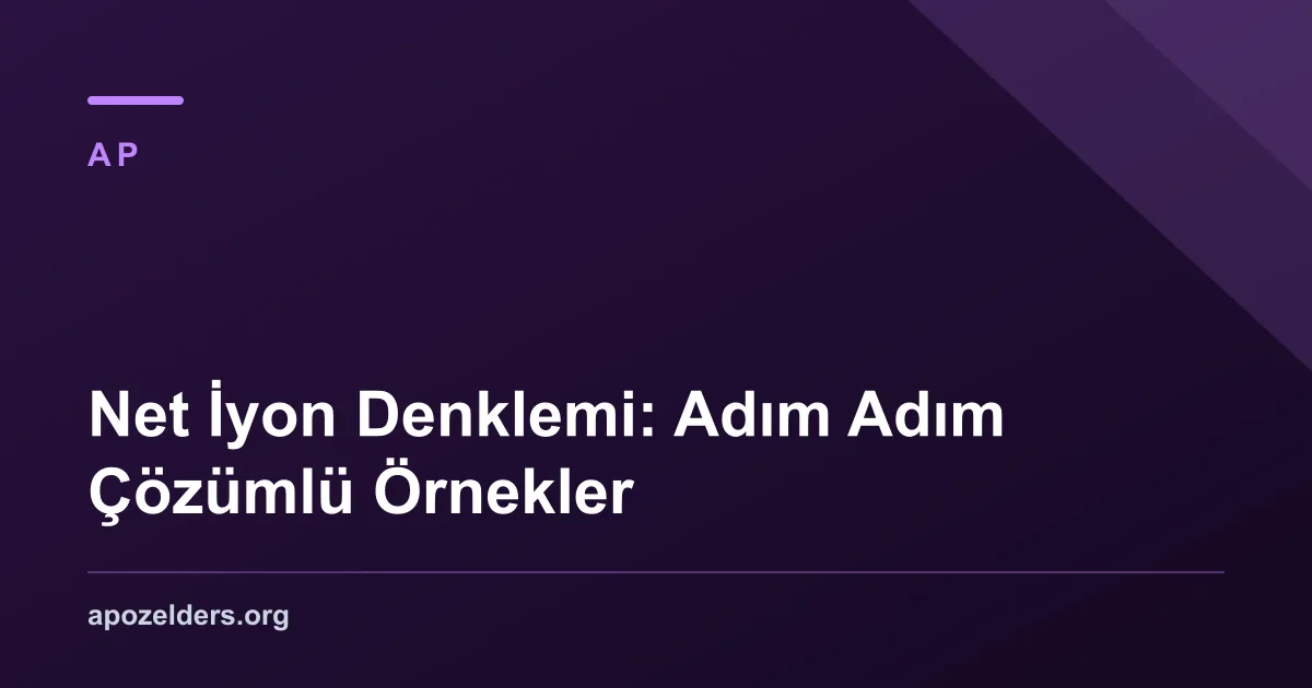 Net İyon Denklemi: Adım Adım Çözümlü Örnekler
