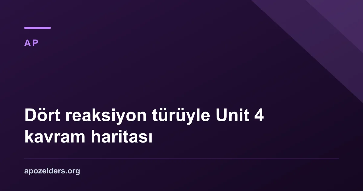 Dört reaksiyon türüyle Unit 4 kavram haritası