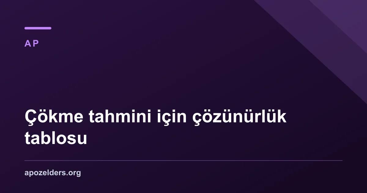 Çökme tahmini için çözünürlük tablosu