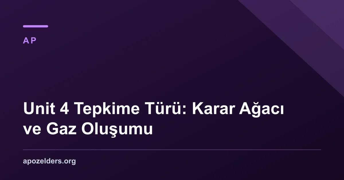 Unit 4 Tepkime Türü: Karar Ağacı ve Gaz Oluşumu