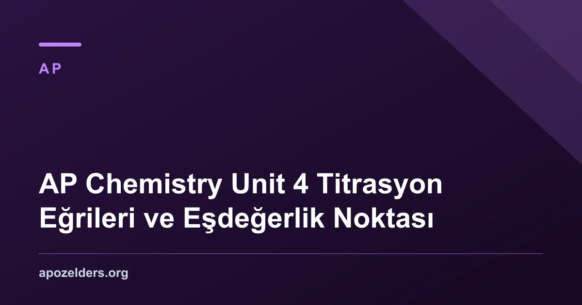 AP Chemistry Unit 4 Titrasyon Eğrileri ve Eşdeğerlik Noktası