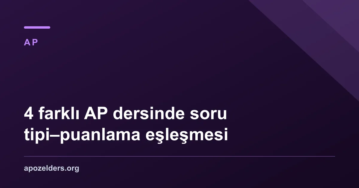 4 farklı AP dersinde soru tipi–puanlama eşleşmesi