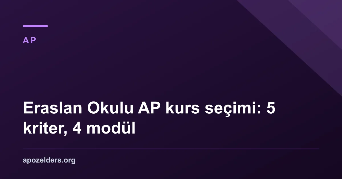 Eraslan Okulu AP kurs seçimi: 5 kriter, 4 modül