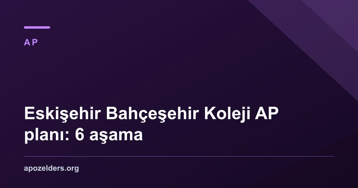 Eskişehir Bahçeşehir Koleji AP planı: 6 aşama