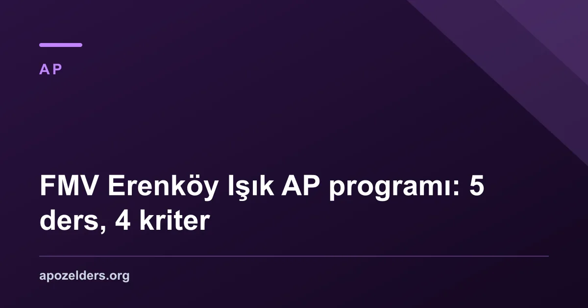 FMV Erenköy Işık AP programı: 5 ders, 4 kriter