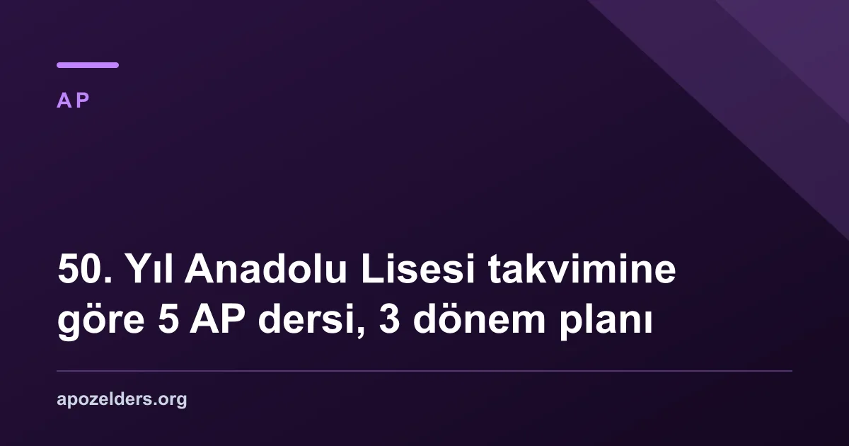 50. Yıl Anadolu Lisesi takvimine göre 5 AP dersi, 3 dönem planı