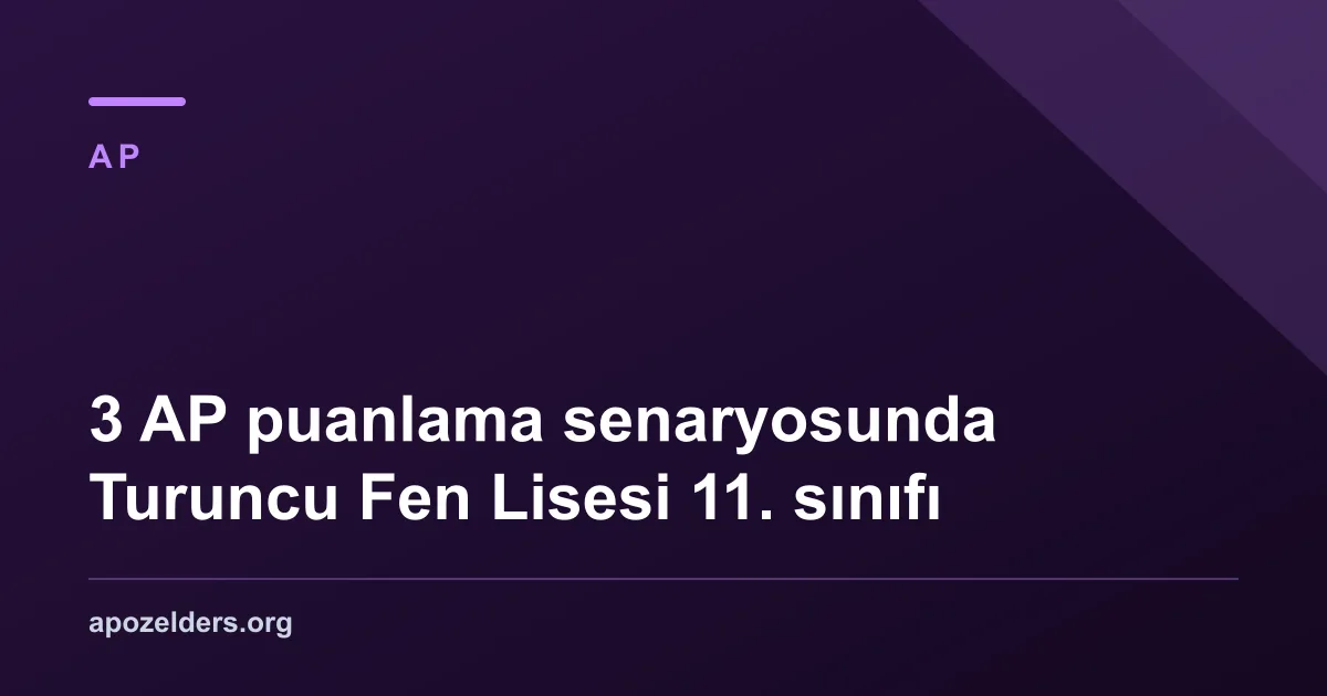 3 AP puanlama senaryosunda Turuncu Fen Lisesi 11. sınıfı
