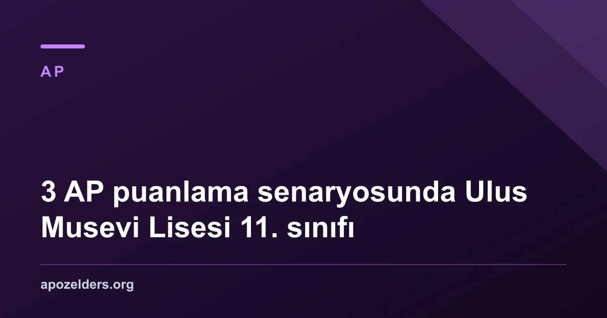 3 AP puanlama senaryosunda Ulus Musevi Lisesi 11. sınıfı